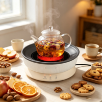 Brasero électrique infrarouge sans fumée 1600W, chauffage multifonctionnel, cuisinière pour vin chaud, cuisson des guimauves, préparation du thé, OEM