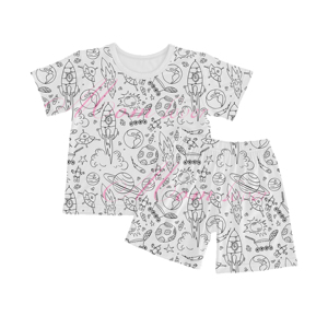 Custom Pyjama Set Kids Kleding Zomer Toddle Katoenen Pyjama Met Korte Mouwen Baby Meisjes Kleding <span class=keywords><strong>Sets</strong></span> Kleuring Pyjama 'S Voor Kinderen - Product Image 2