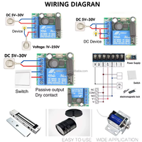 Mini Interruptor de Control Remoto Inalámbrico RF de CC 5V 6V 12V 24V 30V, Relé de 10A, Contacto Seco, Receptor de 1 Canal
