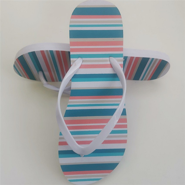 Women Flip Flops Slippers PVC Candy Color Rainbow Stripes Non-Slip Flip-Flops Summer Beach Slides Shoes