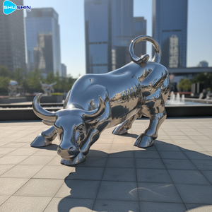 Scultura Moderna di Animale in Acciaio Inossidabile Lucidato a Specchio, Statua di Toro Personalizzata - Product Image 6