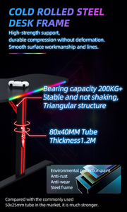 Tùy Chỉnh 140/160/180Cm Hiện Đại Lớn RGB Chơi Game Góc Bàn Có Thể Điều Chỉnh Kim Loại Máy Tính Để Bàn Máy Tính Với Màu Đen Và Trắng Chủ Đề - Product Image 5