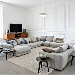 Bộ ghế <span class=keywords><strong>sofa</strong></span> phòng khách cao cấp 10 chỗ ngồi, kiểu dáng chữ U, chất liệu vải, có ghế dài - Product Image 1