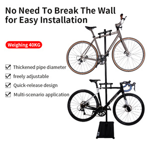 Support de rangement <span class=keywords><strong>suspendu</strong></span> pour vélos d'intérieur, double tête de suspension réglable, support de stationnement <span class=keywords><strong>suspendu</strong></span> pour deux vélos, argent - Product Image 6