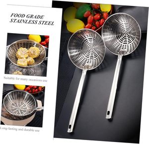 กระชอนตักอาหารสแตนเลสด้ามยาวแบบมีรู สำหรับกรองน้ำมันทอด บะหมี่ และอาหารต่างๆ - Product Image 5