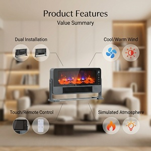 Calentador y Enfriador Eléctrico para Chimenea, de Pared y Independiente, con Control Remoto, Calentador Portátil para el Hogar 1500W-2000W - Product Image 5