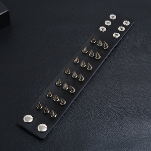 Bracciale donna uomo bracciale rivetto in pelle Gothic Punk <span class=keywords><strong>Rock</strong></span> bracciale accessori Punk fascia argento placcato - Product Image 6