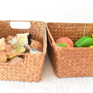 Çevre dostu Modern saman-dokuma depolama sepeti dikdörtgen masaüstü ev depolama organizasyonu - Product Image 6