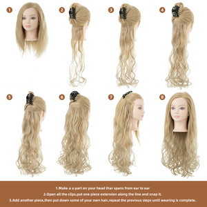 <span class=keywords><strong>Sela</strong></span> Extensiones de Clip de onda de cuerpo rizado de 7 piezas para mujer Peluca de estilo americano europeo Fibra de alta temperatura Dropshipping directo - Product Image 4