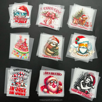 Autocollants thermocollants personnalisés en PET/PVC écologiques pour vêtements, prêts à poser, avec logo DIY pour Noël, vente en gros