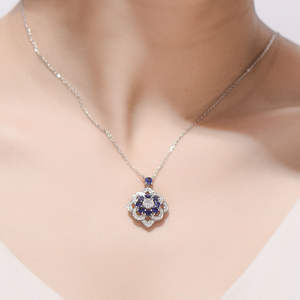 Collar con Colgante de Perlas de Zafiro Cultivadas en Laboratorio, con Cadena de Silicona e Imitación de Perla, Joyería para Fiestas - Product Image 2