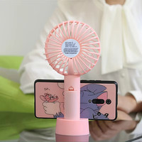 Mini Ventilateur USB Portable à Main avec Support de Téléphone, Appareil de Refroidissement Rechargeable pour Usage Extérieur en Plastique