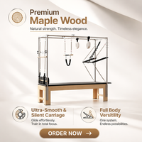 Vinique Fitness Premium Ahorn Pilates Cadillac Core Bett - Drei-in-Eins Umweltfreundliches Multifunktionales Fitnessgerät für Studios