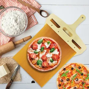 Pelle à pizza en bois antiadhésive avec manche rotatif 55x35cm, design durable pour un glissement et un retournement faciles - Product Image 5