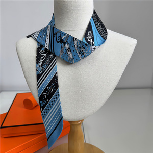 Pañuelo de Seda Satinado Largo y Delgado con Patrón de Cadena de Lujo para Mujer, Bandas para el Cabello, Corbata para el Cuello, Cinturón, Diadema - Product Image 3