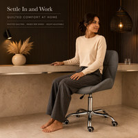 Chaise de bar pivotante et réglable en hauteur en tissu matelassé PU effet diamant, avec roulettes, pour la maison - Vente en gros fabricant