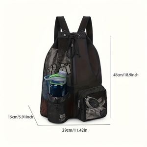 Swimming Mesh <b>Drawstring</b> <b>Backpack</b> with Waterproof Oxford Cloth Lining for Beach Gym & Diving- Cross-Border Best-Selling - Product Image 4