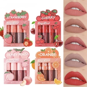Rouge à lèvres crème mat velours, <span class=keywords><strong>gloss</strong></span> minéral waterproof, non-collant, végétalien, personnalisable, cerise, Guangdong, taille standard 2,4g*4 pour - Product Image 1