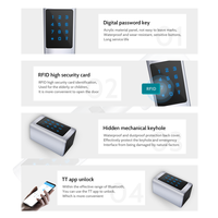 Cerradura Inteligente TTLock con Cilindro Europeo de Seguridad, Huella Dactilar, Tarjeta, Código Digital, Eléctrica, con APP/Wi-Fi, IP65, para Puerta de Madera, con Tarjeta de Memoria