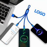 Câble de charge USB multi-ports 5-en-1 portable avec porte-clés, en nylon durable, chargeur universel pour smartphone, cadeau électronique promotionnel