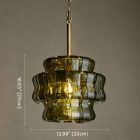 Lampes suspendues modernes en verre vert, style nordique, luxe Ghiaccio, pour table à manger, îlot de cuisine, chevet