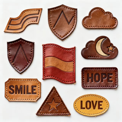 Custom Personalized Embossed Logo Jeans Genuine Leather Patch Leather Label and Tags for Garment Bags Shoes Top OEM Customized