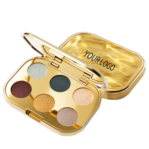 Logo personalizzato 6 <span class=keywords><strong>colori</strong></span> opaco Flash metallizzato Shimmer altamente colorato e di lunga durata <span class=keywords><strong>Palette</strong></span> di ombretti per il trucco quotidiano degli occhi - Product Image 1