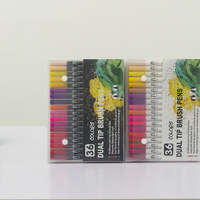 Stylo marqueur artistique à double brosse, 36 couleurs et à pointe Fine, aquarelle, ensemble de stylos à brosse