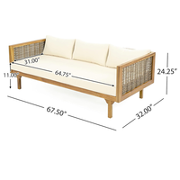 Ensemble de canapé-lit d'extérieur 3 places en bois et table basse, best-seller, pour mobilier de patio en osier
