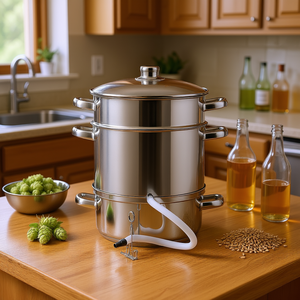 ชุดทำเบียร์สแตนเลส Hi Juicer 3 ชั้น พร้อมฝาปิดและสายสำหรับทำเบียร์ - Product Image 3