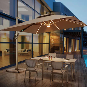 Yoho Luxury Modern Polyester Aluminum Base Outdoor 3m Solar Waterproof <strong>Patio</strong> <strong>Umbrella</strong> LED Lighting for Hotels Parks Private Use - Product Image 1