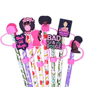 Accessoires de décoration créatifs et personnalisés pour pailles en plastique, bouchons universels souples en colle noire de 10 mm, vente en gros - Product Image 1