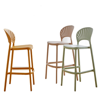 Tabouret de Bar Scandinave Extérieur en Plastique Tabouret Haut Simple Moderne Maison Chaise Haute de Bar Empilable Tabouret de Bar en Plastique