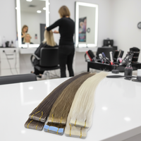 Extensions de cheveux naturels brésiliens Remy de qualité supérieure, double épaisseur, trame adhésive, doux et lisses, 12-26 pouces