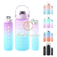 Ensemble de bouteilles d'eau sportives réutilisables en plastique avec logo personnalisé, 3 en 1, avec support pour téléphone, pour les voyages