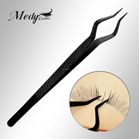 Pince à Épiler d'Isolation pour Extensions de Cils Noire Pointue en Acier Inoxydable de Volume, Vente en Gros, Logo Personnalisé, Marque Privée