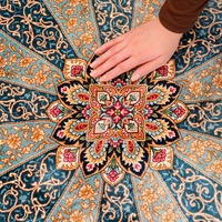 Tapis turc fait main de luxe en soie sur soie YILONG de haute qualité, bleu, 5x7 pieds, noué à la main