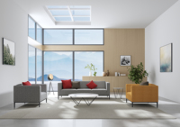 Ensemble de mobilier commercial direct usine : chaises en tissu avec structure en bois massif et pieds en acier inoxydable, idéal pour hôtels, appartements et écoles.