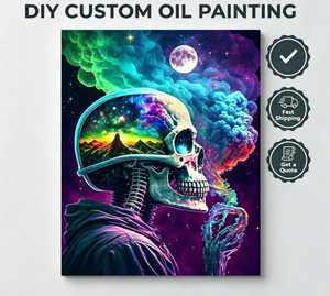 Kit de peinture par numéros Songwoo pour adultes, <span class=keywords><strong>toile</strong></span> de peinture à l'huile numérique avec motifs Crâne mécanique <span class=keywords><strong>psychédélique</strong></span>, Fumée colorée et Galaxie - Product Image 2