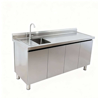 Koffiezettafel op maat met spoelbak, commerciële waterbar, werktafel voor melktheewinkel met afvoergat en opbergkast