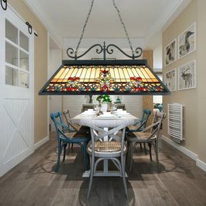 Lámpara Colgante de Techo Estilo Europeo con Marco de Hierro Tiffany para Mesa de Billar, Decoración de Comedor, Lámpara de Araña de Vidrio, Luminaria de Vidrio Hecha a Mano - Product Image 2