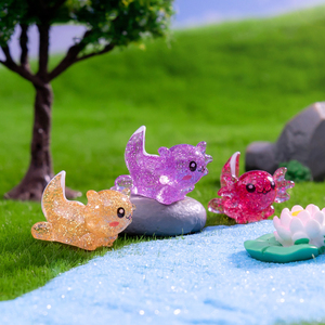 Miniatura de juguete con purpurina, mini figuras de axolote de resina, pequeños animales de resina, adornos artesanales para bricolaje, decoración de jardín, casa de muñecas y plantas en maceta. - Product Image 4