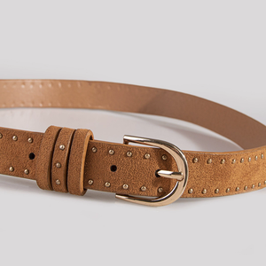 Ceintures en cuir suédé PU noir <span class=keywords><strong>camel</strong></span> pour femmes, nouvelle mode 2025, design vintage avec rivets, boucle en alliage, couleur personnalisable - Product Image 2