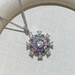 Nuova collana girevole a forma di ruota panoramica in argento 925, design di nicchia femminile, accessorio catena per maglione con girasole, all'ingrosso - Product Image 4