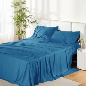 4PCs Cooling Breathable 300tc Bed Set 100% Viscose From Bamboo <b>Sheets</b> <b>Queen</b> <b>Size</b> Deep Pocket Home Hotel Use - Product Image 4