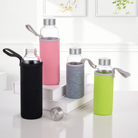 Bouteille d'eau sport en verre transparent personnalisée de 500 ml, infusée de cristaux naturels, design pierres précieuses, sans BPA, anti-fuite, isolation thermique