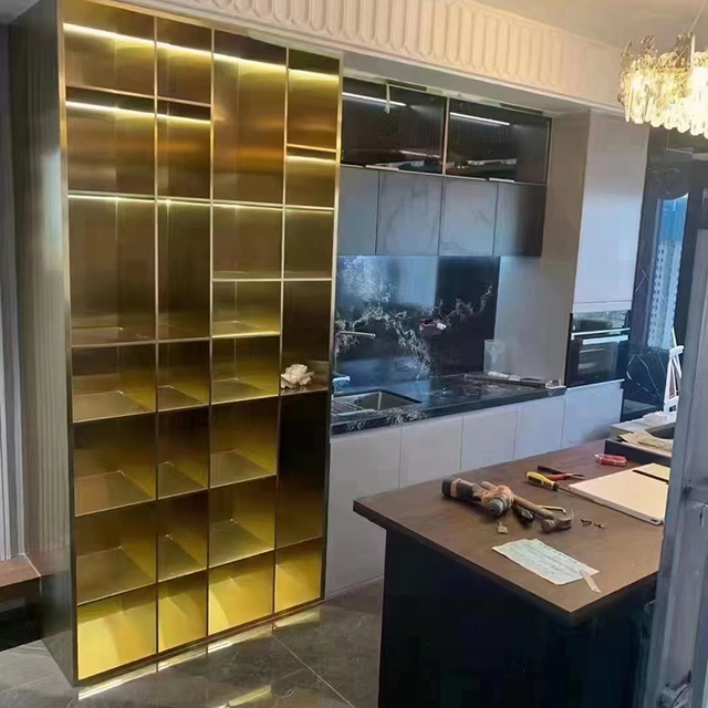 Custom Unique Stainless Steel Display Cases for Living Room Cabinets Store Shelves Design