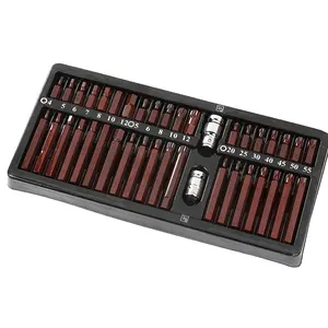 40 pçs s2 material torx estendido conjunto de bit e hexagonal com suporte de ponta na caixa de metal