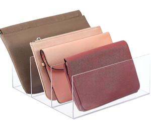 Espositore in Acrilico per Borse - Sistema di Organizzazione per Armadio per Borse con Cerniera, Pochette, Portafogli, Libri Tascabili - 3 Scomparti - Product Image 1