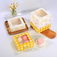 Boîte d'emballage pour gâteau tiramisu personnalisée en gros, recyclable, biodégradable, faite à la main, avec fenêtre transparente pour fête d'anniversaire